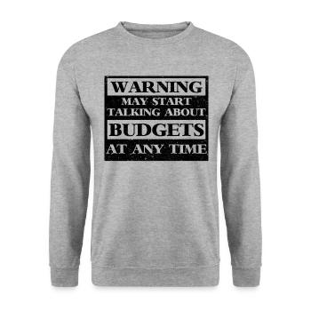 Warning May Start Talking About Budgets - Unisex Pullover - Weißgrau meliert - Vorne - Alina (178cm) & Michal (187cm)