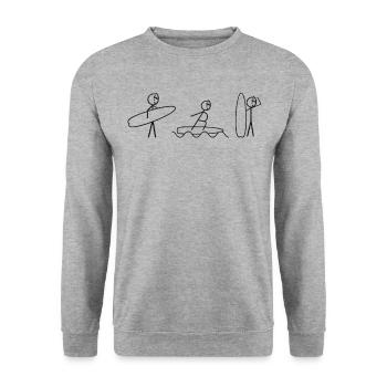 Surfing Stick Figure Surfers - Unisex Sweatshirt - salt & pepper - Front - Alina (178cm) & Michal (187cm)