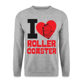 Roller Coaster Heart I Love Roller - Unisex Pullover - Weißgrau meliert - Vorne - Alina (178cm) & Michal (187cm)