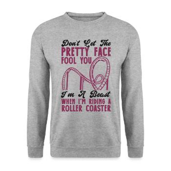 Roller Coaster Don't Let The - Unisex Pullover - Weißgrau meliert - Vorne - Alina (178cm) & Michal (187cm)