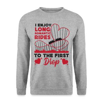 Roller Coaster Heart I Enjoy Long - Unisex Pullover - Weißgrau meliert - Vorne - Alina (178cm) & Michal (187cm)