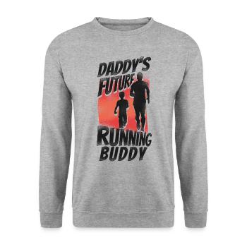 Coureur de course Semi-marathon Papa - Sweat-shirt Unisexe - gris chiné - Devant - Alina (178cm) & Michal (187cm)