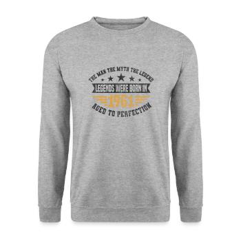 Legends were born in 1961 born 1961 birthday - Unisex Sweatshirt - salt & pepper - Front - Alina (178cm) & Michal (187cm)