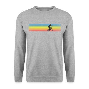 Retro BMX - Unisex Pullover - Weißgrau meliert - Vorne - Alina (178cm) & Michal (187cm)