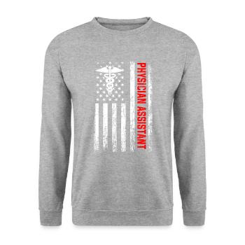 Physician Assistant american flag, Physician Assi - Unisex Sweatshirt - salt & pepper - Front - Alina (178cm) & Michal (187cm)