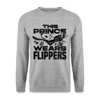 This Prince Wears Flippers Diver Scuba Diver Divin - Unisex Pullover - Weißgrau meliert - Vorne - Alina (178cm) & Michal (187cm)