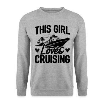 This Girl Loves Cruising Scuba Diver Apnoe Diving - Unisex Pullover - Weißgrau meliert - Vorne - Alina (178cm) & Michal (187cm)
