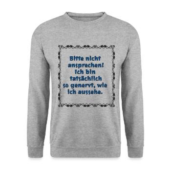 Genervt No. 3 - Unisex Pullover - Weißgrau meliert - Vorne - Alina (178cm) & Michal (187cm)