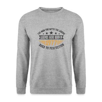 Legends were born in 1977 born 1977 birthday - Unisex Sweatshirt - salt & pepper - Front - Alina (178cm) & Michal (187cm)