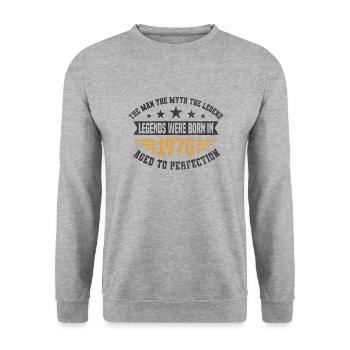 Légendes sont nées en 1976 né 1976 anniversaire - Sweat-shirt Unisexe - gris chiné - Devant - Alina (178cm) & Michal (187cm)