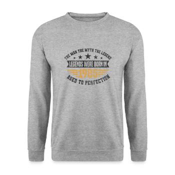 Legends were born in 1985 born 1985 birthday - Unisex Sweatshirt - salt & pepper - Front - Alina (178cm) & Michal (187cm)