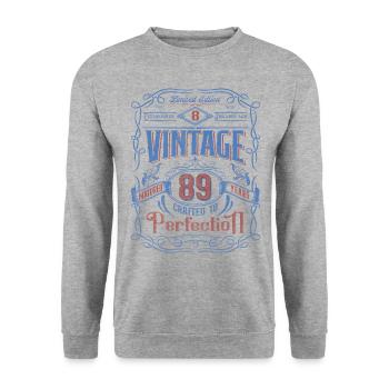Vintage fabriqué à la perfection 89e anniversaire - Sweat-shirt Unisexe - gris chiné - Devant - Alina (178cm) & Michal (187cm)