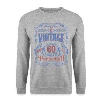 Vintage Crafted To Perfection 60th Birthday - Unisex Pullover - Weißgrau meliert - Vorne - Alina (178cm) & Michal (187cm)