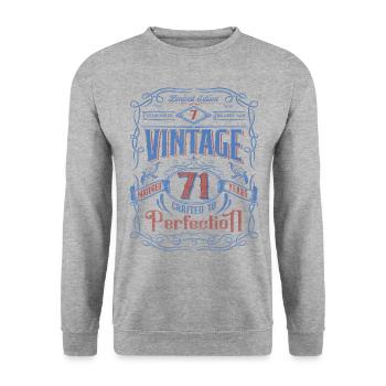 Vintage Crafted To Perfection 71th Birthday - Unisex Sweatshirt - salt & pepper - Front - Alina (178cm) & Michal (187cm)