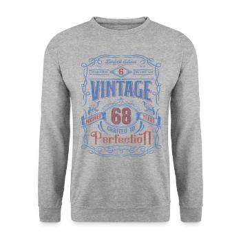 Vintage Crafted To Perfection 68th Birthday - Unisex Sweatshirt - salt & pepper - Front - Alina (178cm) & Michal (187cm)