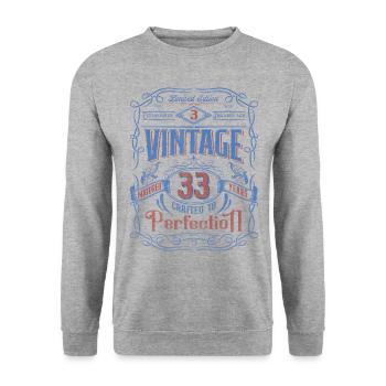 Vintage Crafted To Perfection 33rd Birthday - Unisex Sweatshirt - salt & pepper - Front - Alina (178cm) & Michal (187cm)
