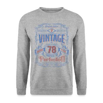 Vintage Crafted To Perfection 78th Birthday - Unisex Sweatshirt - salt & pepper - Front - Alina (178cm) & Michal (187cm)