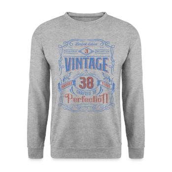 Vintage fabriqué à la perfection 38e anniversaire - Sweat-shirt Unisexe - gris chiné - Devant - Alina (178cm) & Michal (187cm)