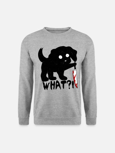 Funny halloween black dog instead of cat knife - Unisex Sweatshirt - salt & pepper