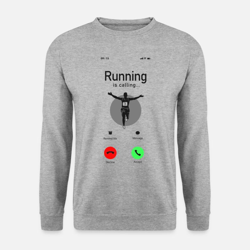 Running Runner Half Marathon Phone - Unisex Pullover - Weißgrau meliert