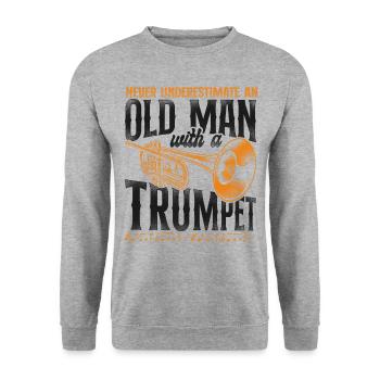Trumpet Player Dad Father Retired - Unisex Pullover - Weißgrau meliert - Vorne - Alina (178cm) & Michal (187cm)