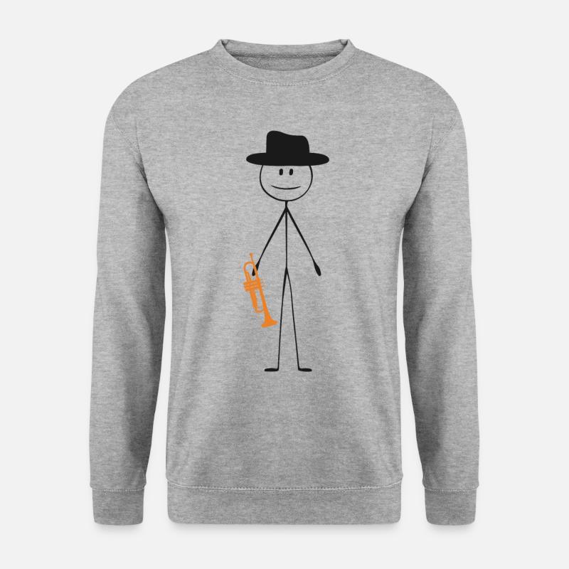 Trumpet Player Vintage - Unisex Pullover - Weißgrau meliert