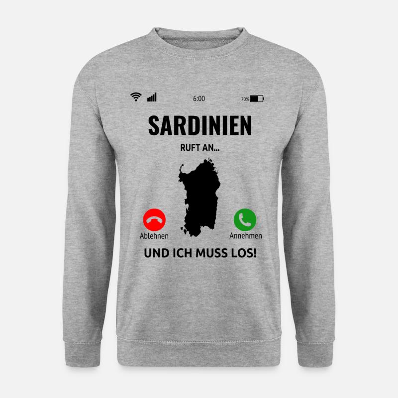 Sardinien Urlaub Sardegna Italien Geschenk Idee - Unisex Pullover - Weißgrau meliert