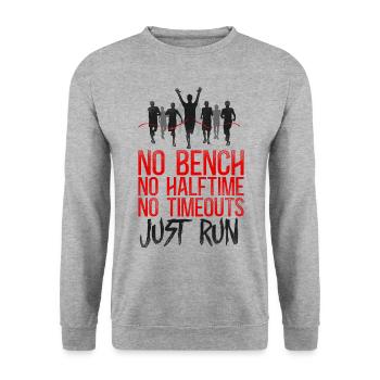 Running Runner Half Marathon - Unisex Pullover - Weißgrau meliert - Vorne - Alina (178cm) & Michal (187cm)