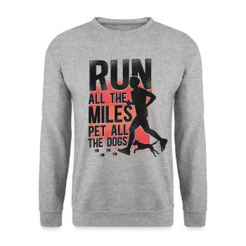 Running Runner Demi-Marathon Chien - Sweat-shirt Unisexe - gris chiné - Devant - Alina (178cm) & Michal (187cm)