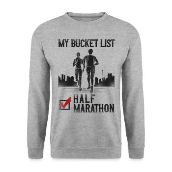 Running Runner Half Marathon - Unisex Pullover - Weißgrau meliert - Vorne - Alina (178cm) & Michal (187cm)
