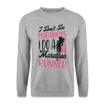 Running Runner Half Marathon - Unisex Pullover - Weißgrau meliert - Vorne - Alina (178cm) & Michal (187cm)