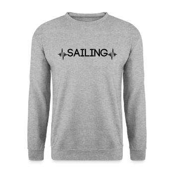 Segeln Herzschlag - Unisex Pullover - Weißgrau meliert - Vorne - Alina (178cm) & Michal (187cm)