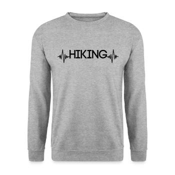 Wandern Herzschlag - Unisex Pullover - Weißgrau meliert - Vorne - Alina (178cm) & Michal (187cm)