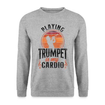 Trumpet Player Vintage Retro - Unisex Pullover - Weißgrau meliert - Vorne - Alina (178cm) & Michal (187cm)