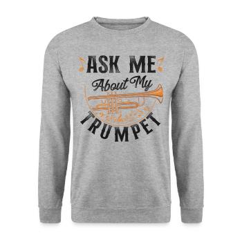 Trumpet Player Vintage Ask Me - Unisex Pullover - Weißgrau meliert - Vorne - Alina (178cm) & Michal (187cm)