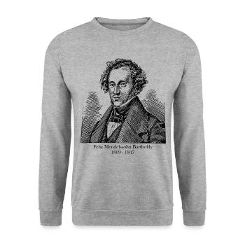 Portrait Felix Mendelssohn Bartholdy - Unisex Pullover - Weißgrau meliert - Vorne - Alina (178cm) & Michal (187cm)