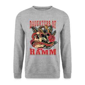 Hamm Power-Frau daughters of Hamm Retro Flowers - Unisex Sweatshirt - salt & pepper - Front - Alina (178cm) & Michal (187cm)