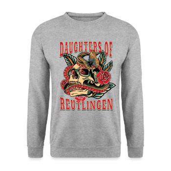 Reutlingen Power-Frau filles de Reutlingen - Sweat-shirt Unisexe - gris chiné - Devant - Alina (178cm) & Michal (187cm)