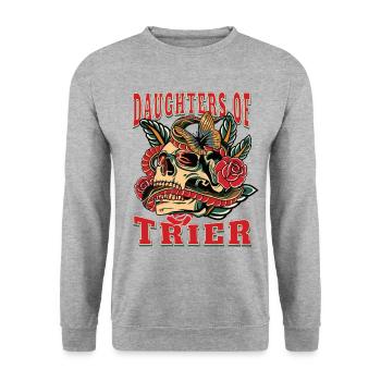 Trier Power-Frau filles de Trier Retro Flowers - Sweat-shirt Unisexe - gris chiné - Devant - Alina (178cm) & Michal (187cm)