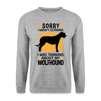 Ich habe an meinen Irischer Wolfshund gedacht - Unisex Pullover - Weißgrau meliert - Vorne - Alina (178cm) & Michal (187cm)