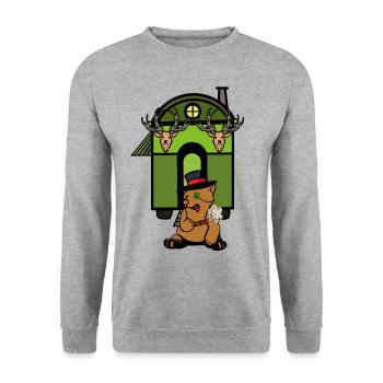 Construction roulotte cabane forêt ours brun monstre amoureux de la nature - Sweat-shirt Unisexe - gris chiné - Devant - Alina (178cm) & Michal (187cm)