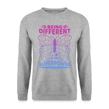 being different is my superpower autism - Unisex Sweatshirt - salt & pepper - Front - Alina (178cm) & Michal (187cm)