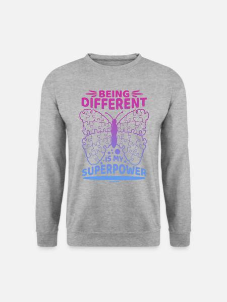 anders zu sein ist meine Superkraft Autismus - Unisex Pullover - Weißgrau meliert