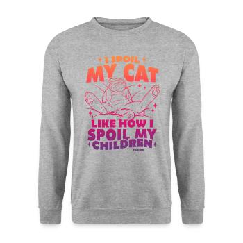 Katzenmama - Unisex Pullover - Weißgrau meliert - Vorne - Alina (178cm) & Michal (187cm)