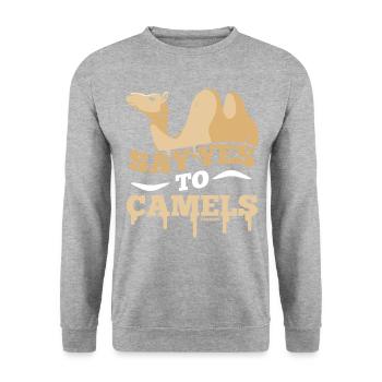 Say Yes To Camels - Unisex Pullover - Weißgrau meliert - Vorne - Alina (178cm) & Michal (187cm)