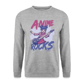 I Love Anime - Unisex Sweatshirt - salt & pepper - Front - Alina (178cm) & Michal (187cm)