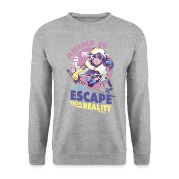 I Love Anime Japan Manga Cosplay Nerd Geschenk - Unisex Pullover - Weißgrau meliert - Vorne - Alina (178cm) & Michal (187cm)