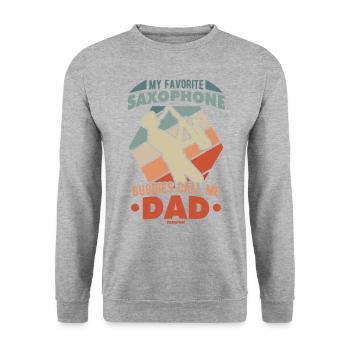 My Favorite Saxophone Buddies Call Me Dad - Unisex Pullover - Weißgrau meliert - Vorne - Alina (178cm) & Michal (187cm)
