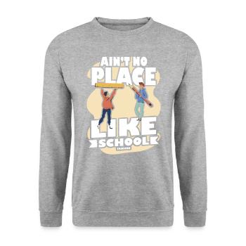 L’école est géniale dire les enfants - Sweat-shirt Unisexe - gris chiné - Devant - Alina (178cm) & Michal (187cm)