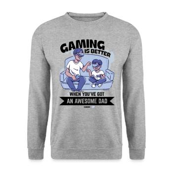 Father Papa Son Child Father's Day Gift - Unisex Sweatshirt - salt & pepper - Front - Alina (178cm) & Michal (187cm)